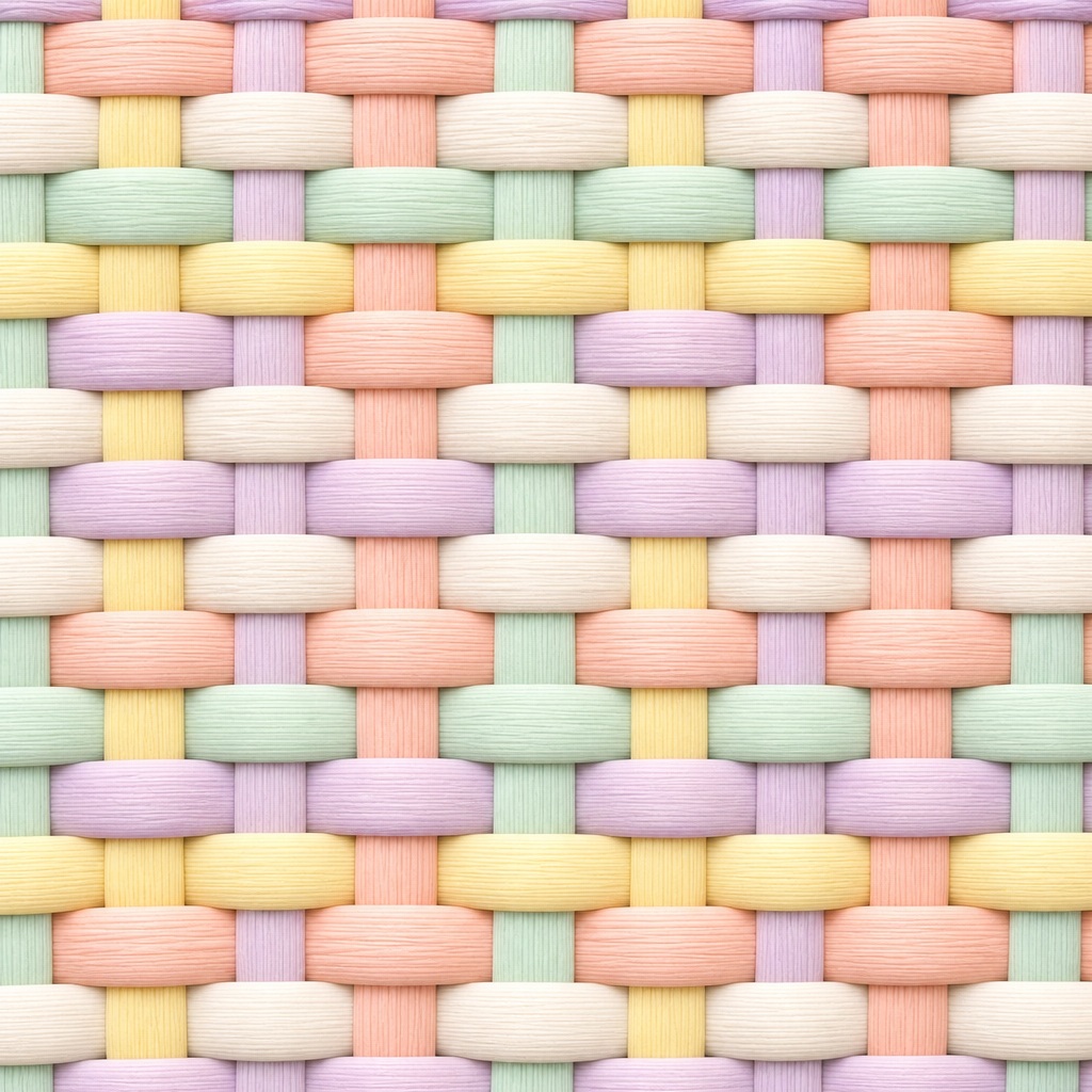 Pastel woven fabric pattern with interlaced rounded strands in soft colors