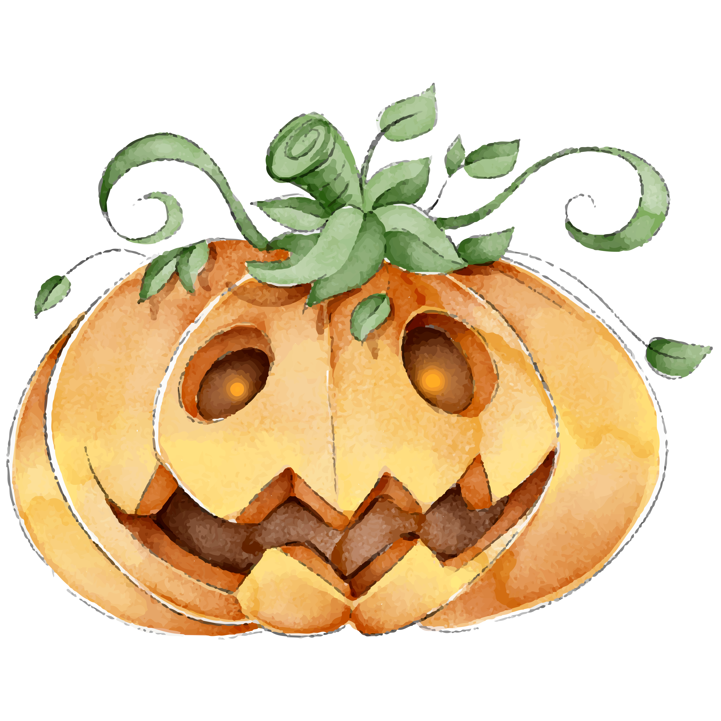 Preview for Jack-o-lantern-illustration-halloween-watercolor-sticker-17365