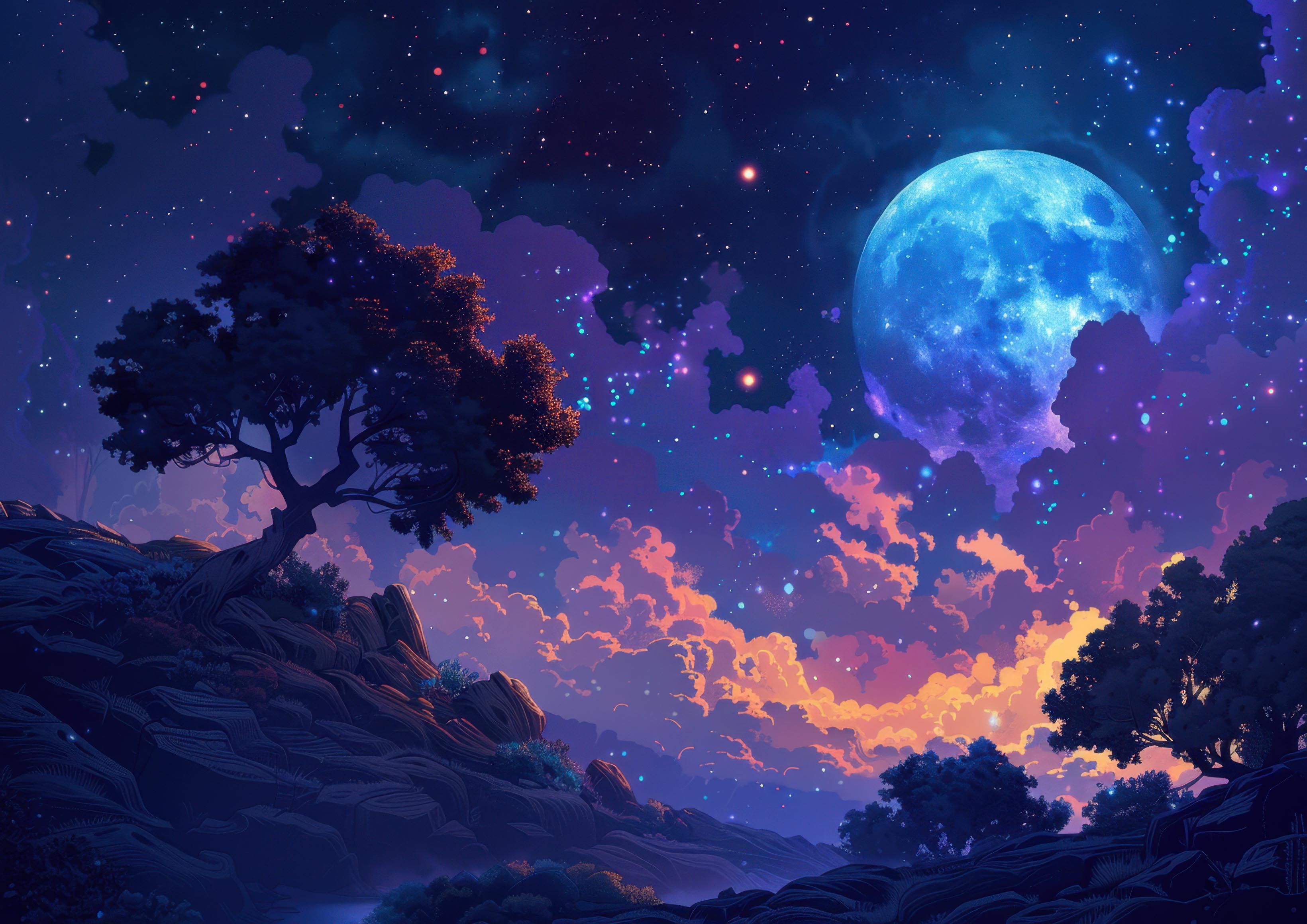 Preview for Moonlit-landscape-art-astrophotography-photo-background-c9b27