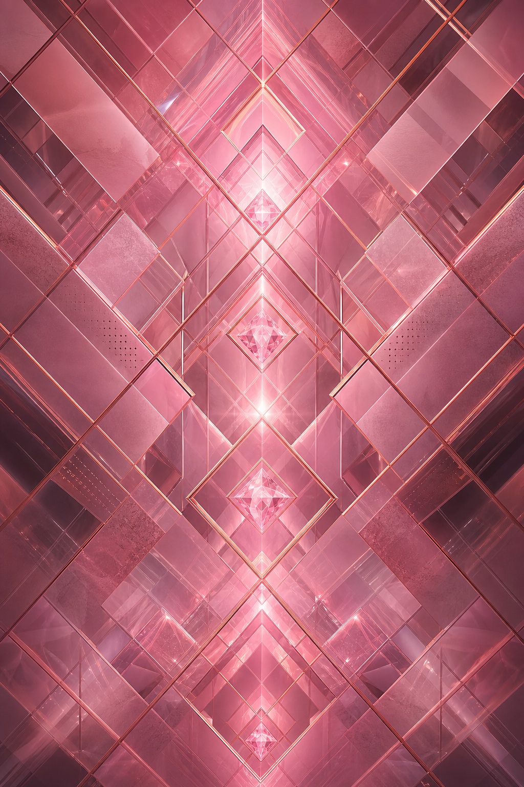 Glowing pink geometric lattice with diamond shapes and a bright center line