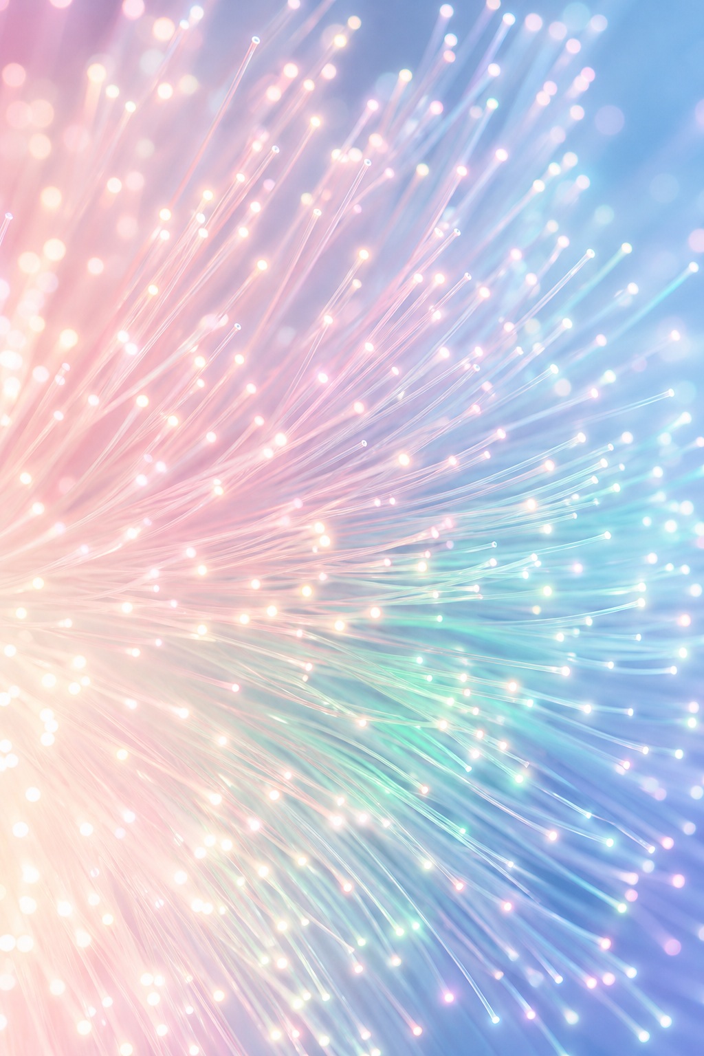 Pastel glowing strands of light radiating across an abstract background.