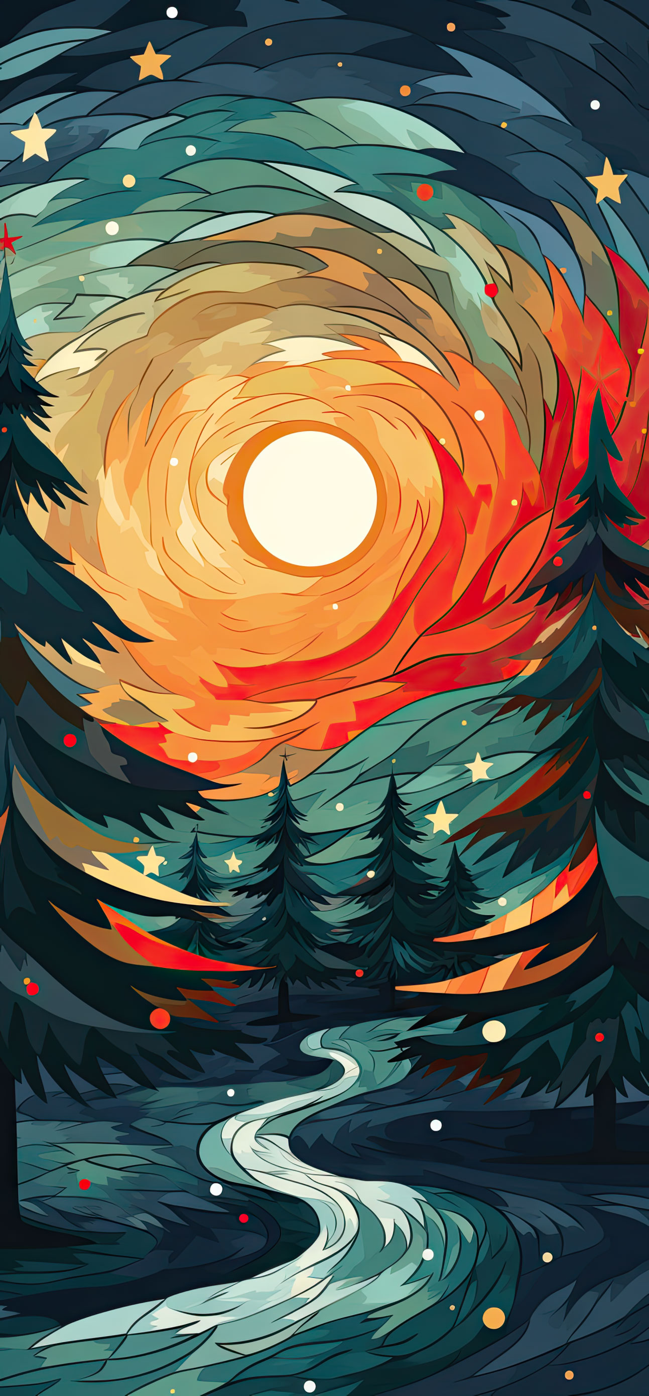 Preview for Vibrant-night-sky-landscape-christmas-phone-background-83359