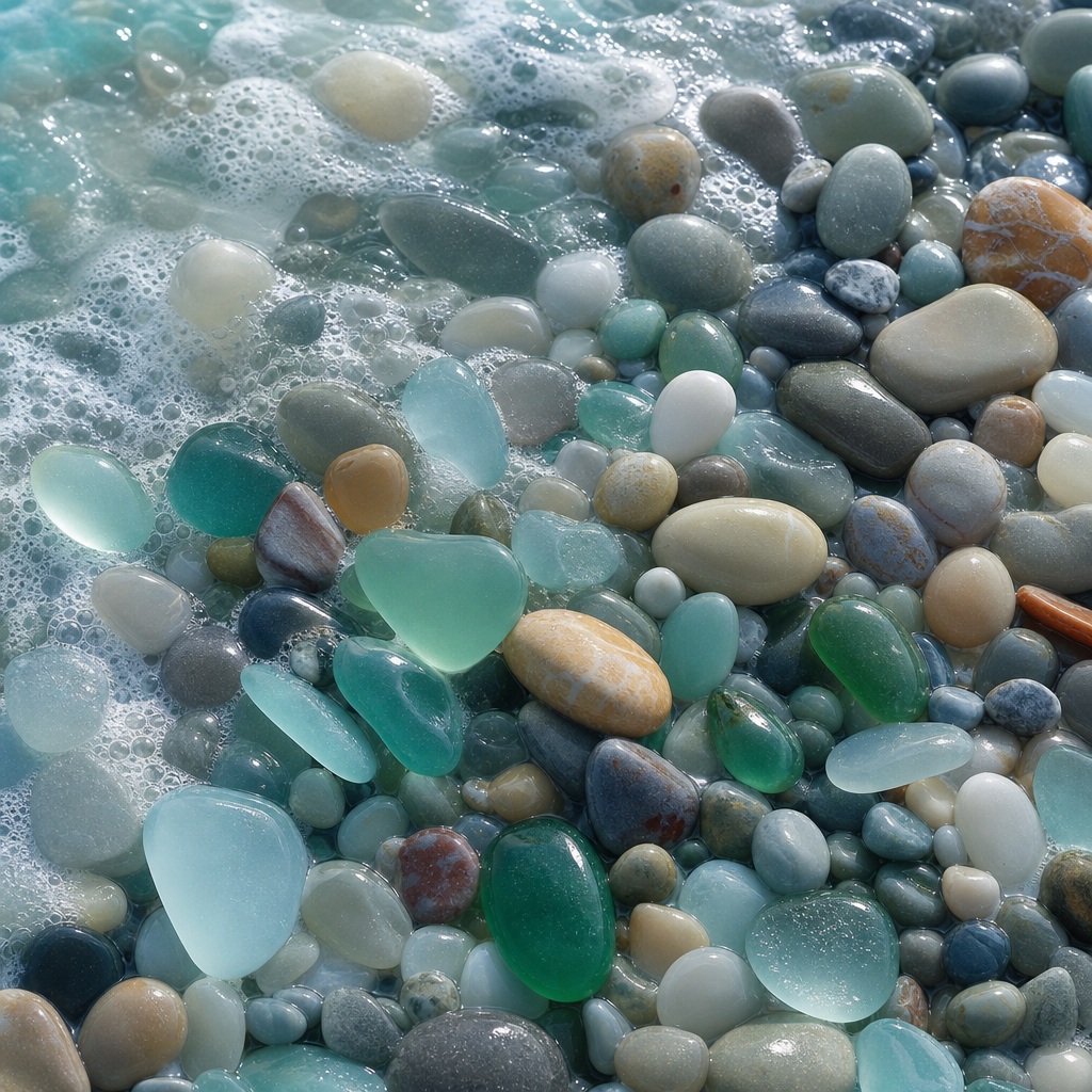 Preview for Coastal Pebble Background With Seafoam Stones