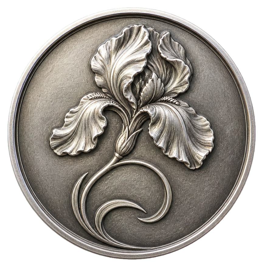 Preview for Art Nouveau Iris Silver Coin Sticker