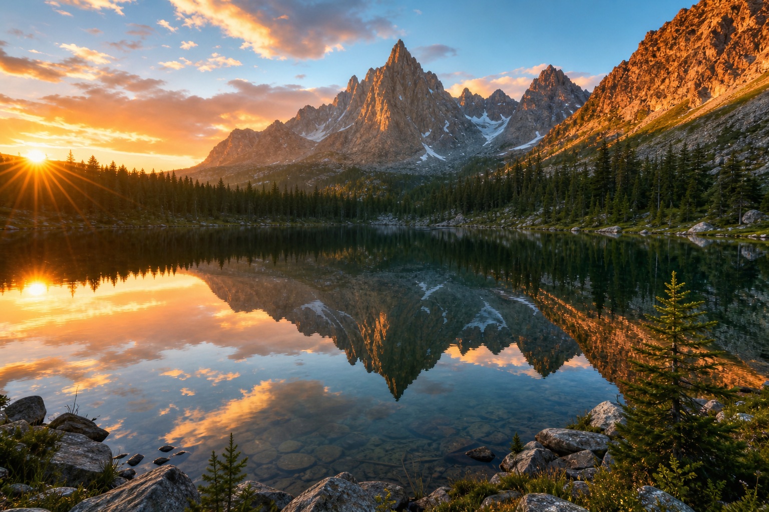 Preview for Mountain Lake Reflection Stock Background