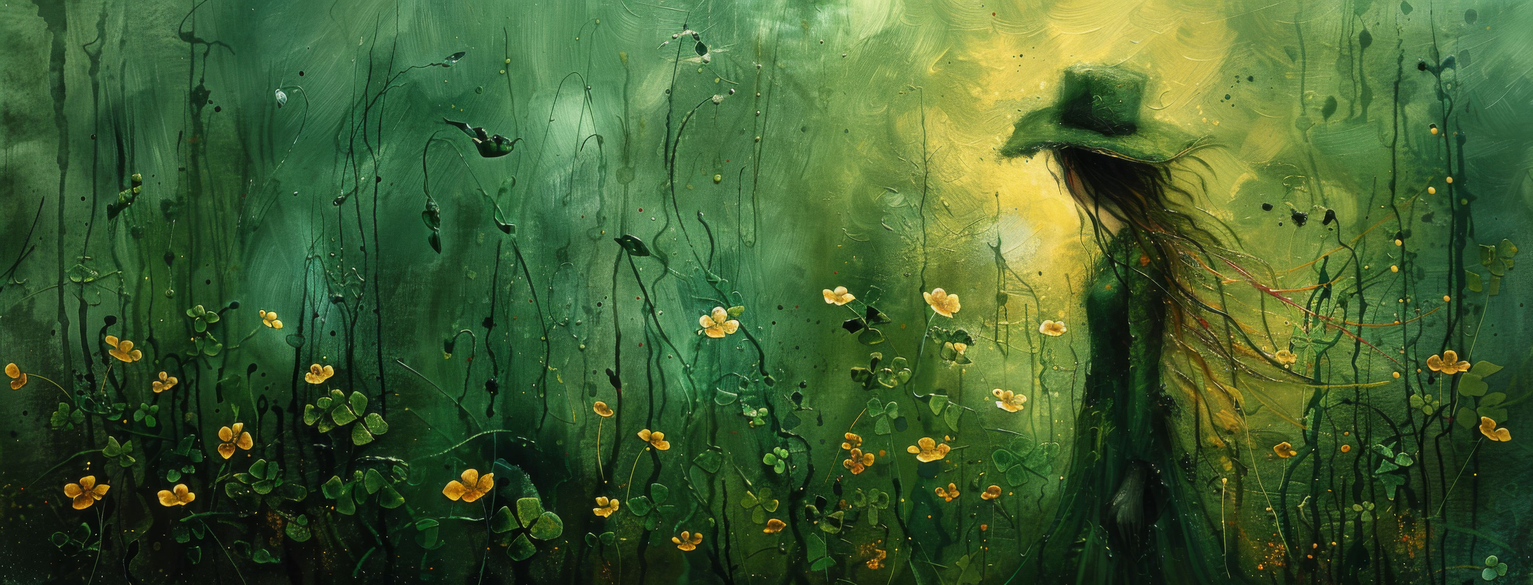 Preview for Mysterious-figure-in-wildflowers-st-patricks-background-15493