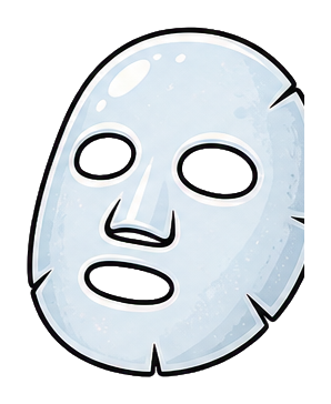 White sheet face mask with eye, nose, and mouth openings