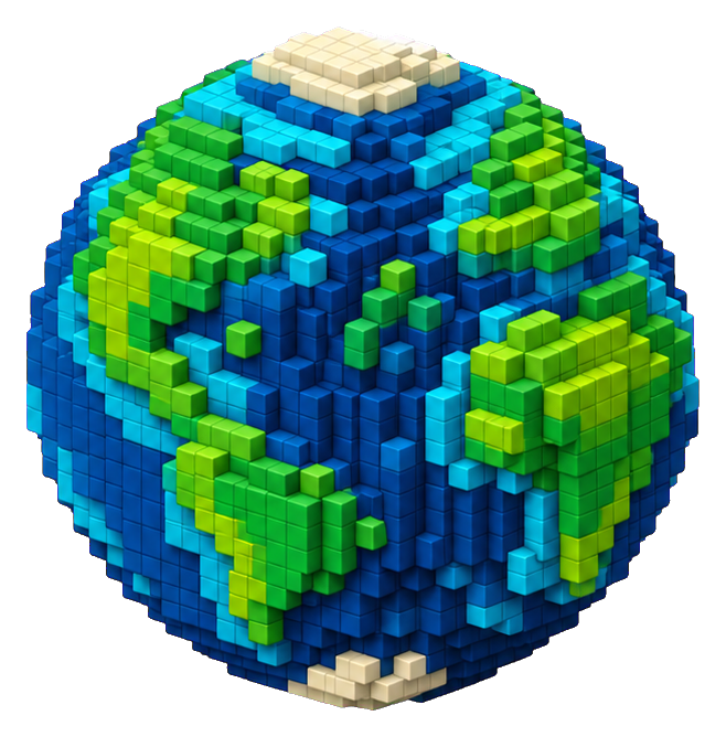 Preview for Isometric Voxel Earth Sticker