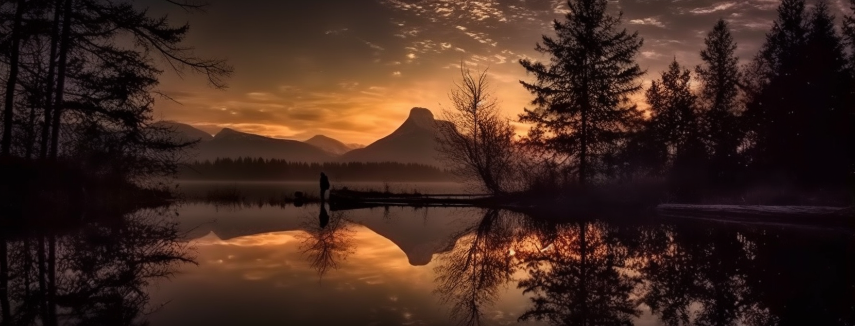 Preview for Serene-lake-sunset-reflection-ai-facebook-background-f048e