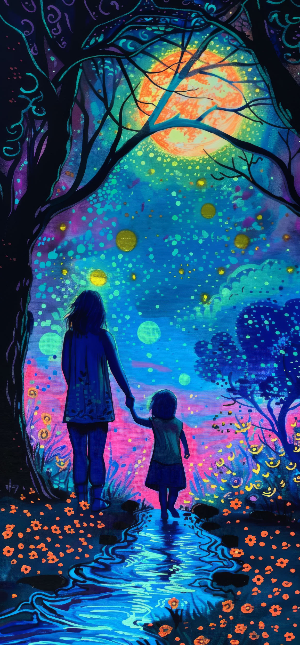 Preview for Mother-child-nighttime-stroll-mothers-day-background-e9471