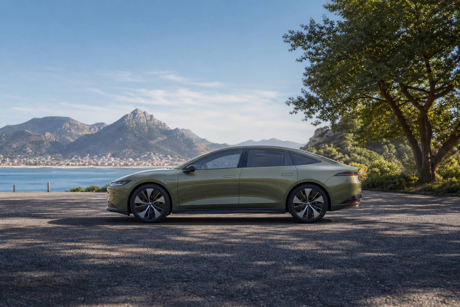 Preview for Electric Sedan Sunlit Stock Background