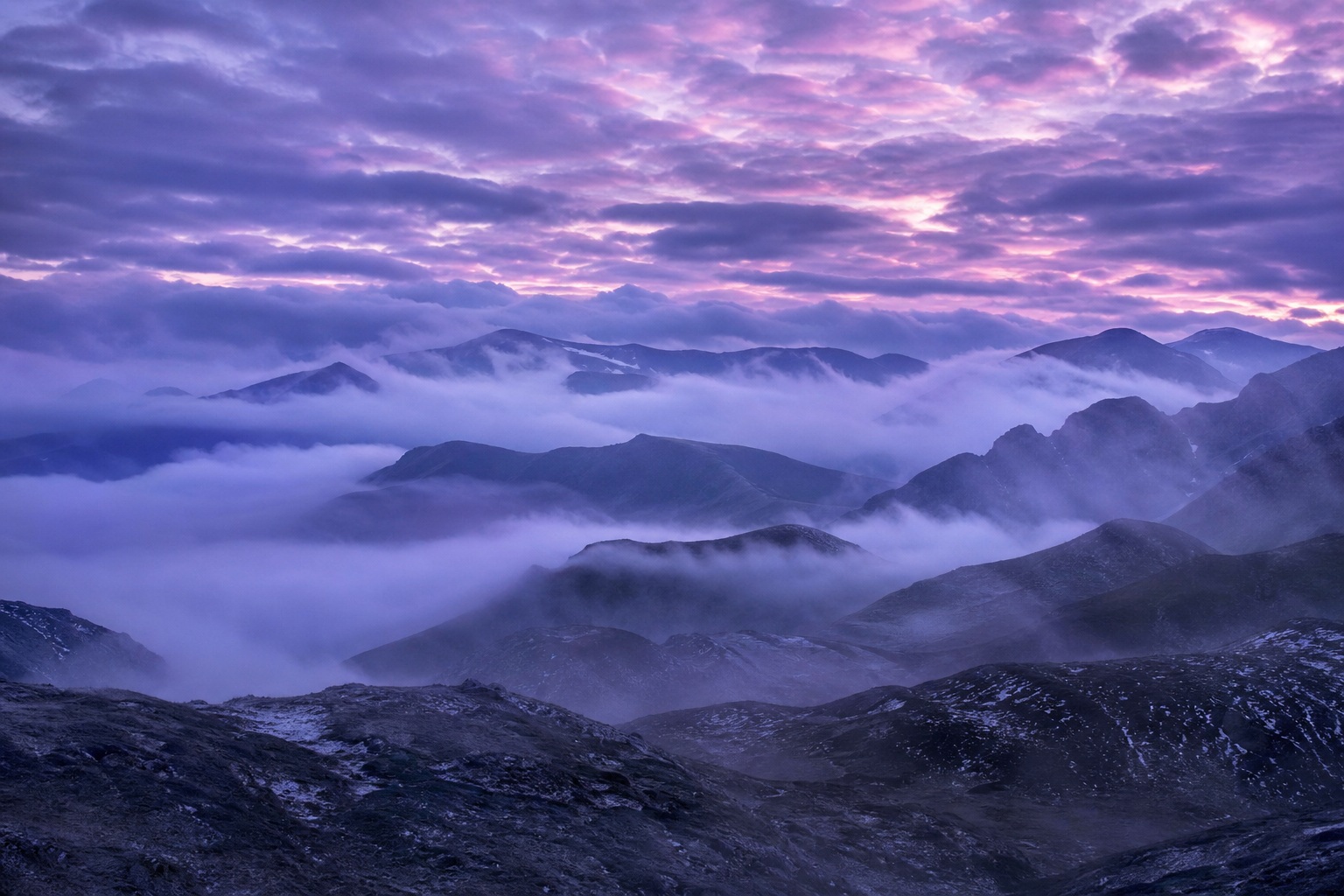 Preview for Violet Dusk Alpine Valley Background