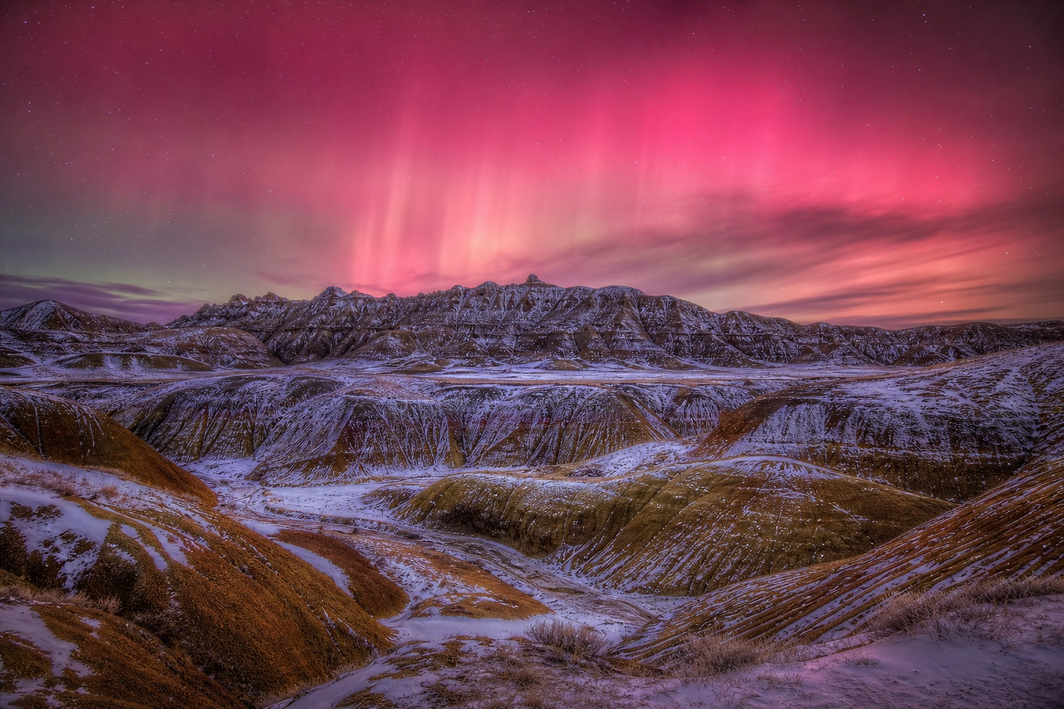 Preview for Aurora Night Snowy Badlands Background