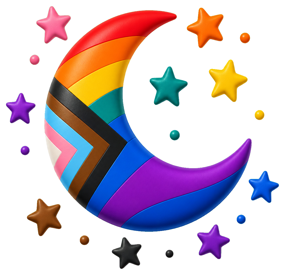 Preview for Rainbow Pride Crescent Stars Sticker