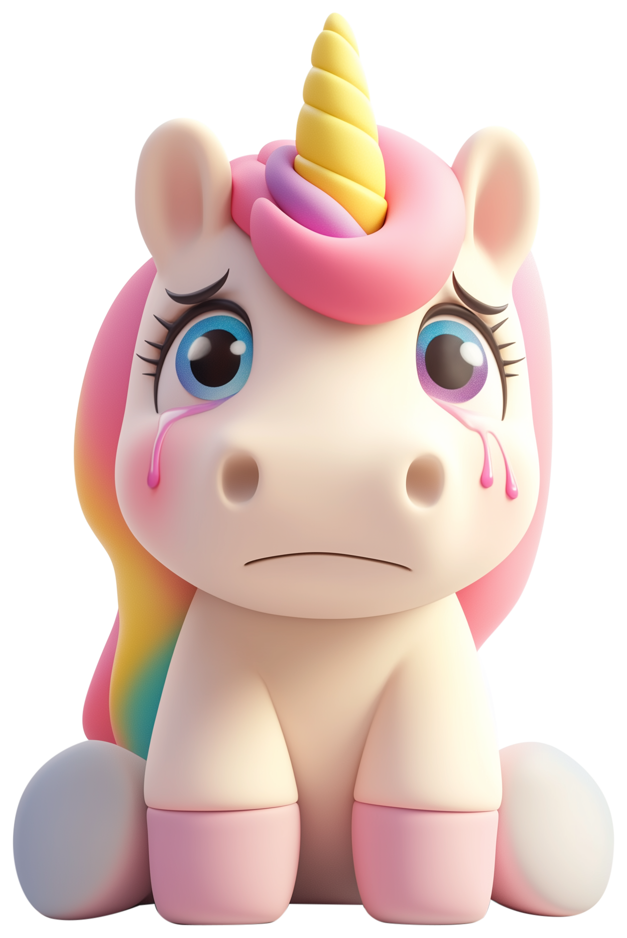 Cute 3D cartoon unicorn sticker with pink mane and pastel details