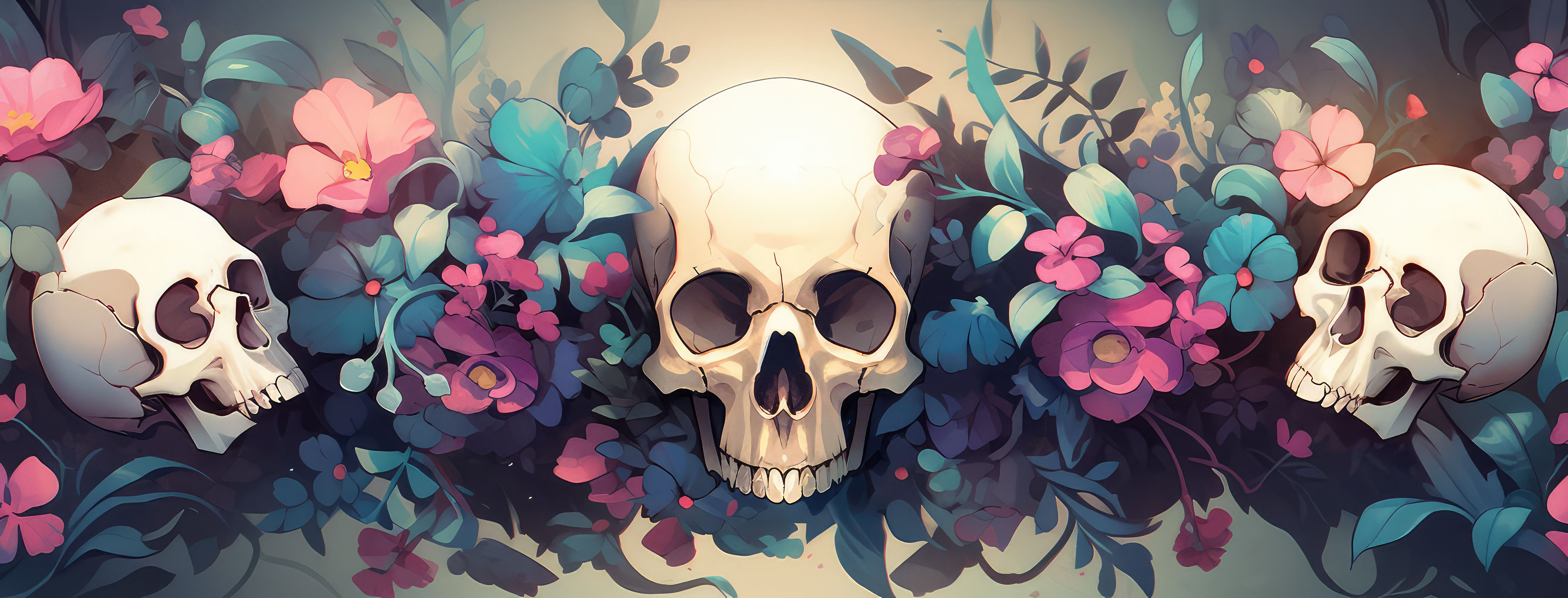 Preview for Skull-floral-banner-design-halloween-cover-background-940e9