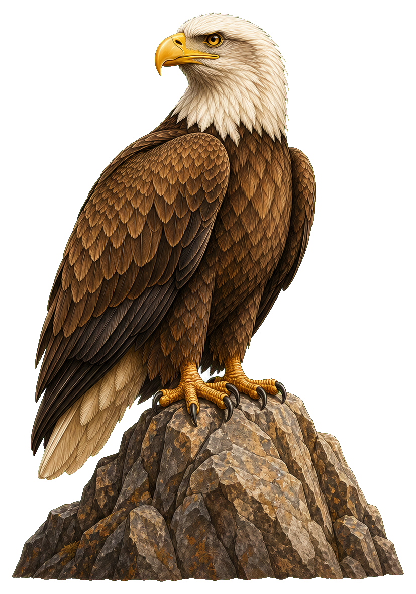 Preview for Eagle On Mountain Rock Sticker