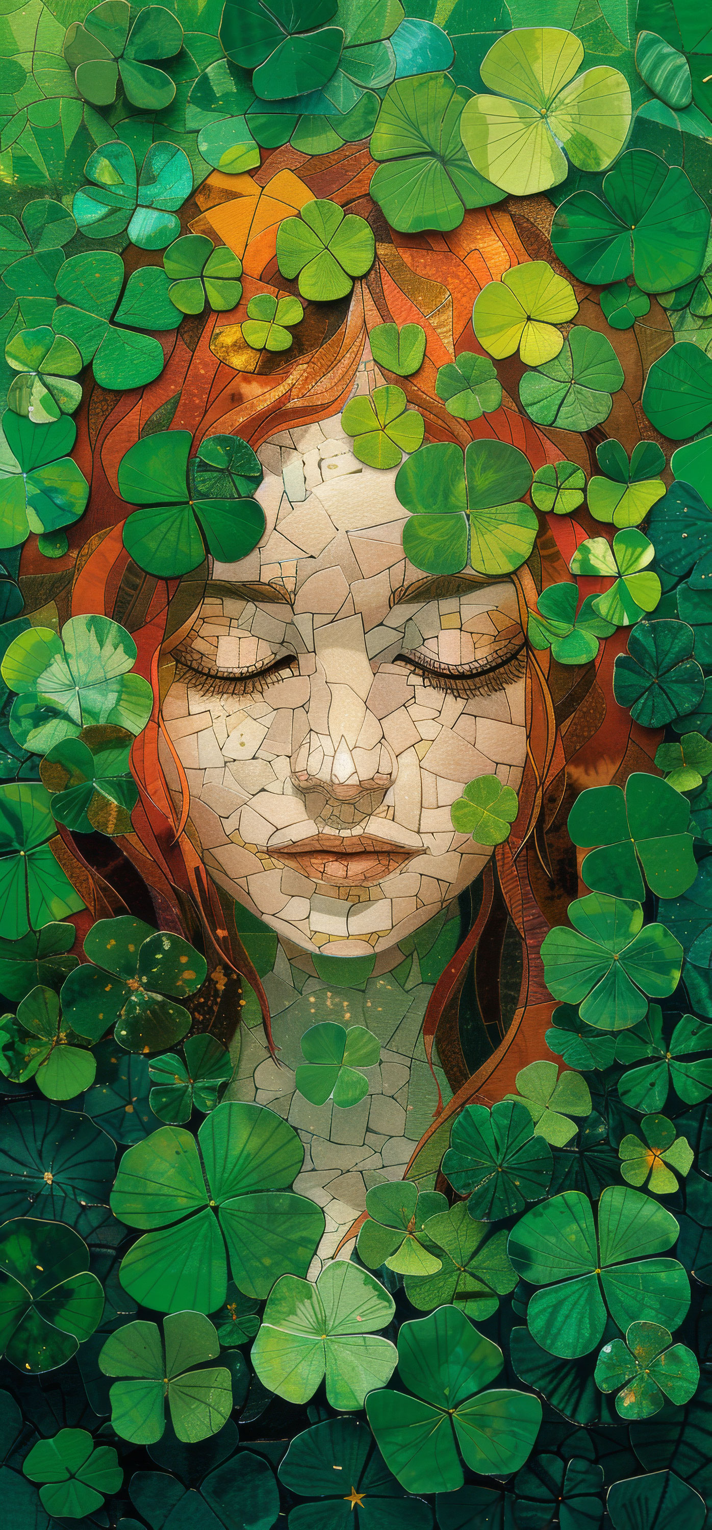 Preview for Mosaic-woman-shamrocks-art-st-patricks-background-85ec9