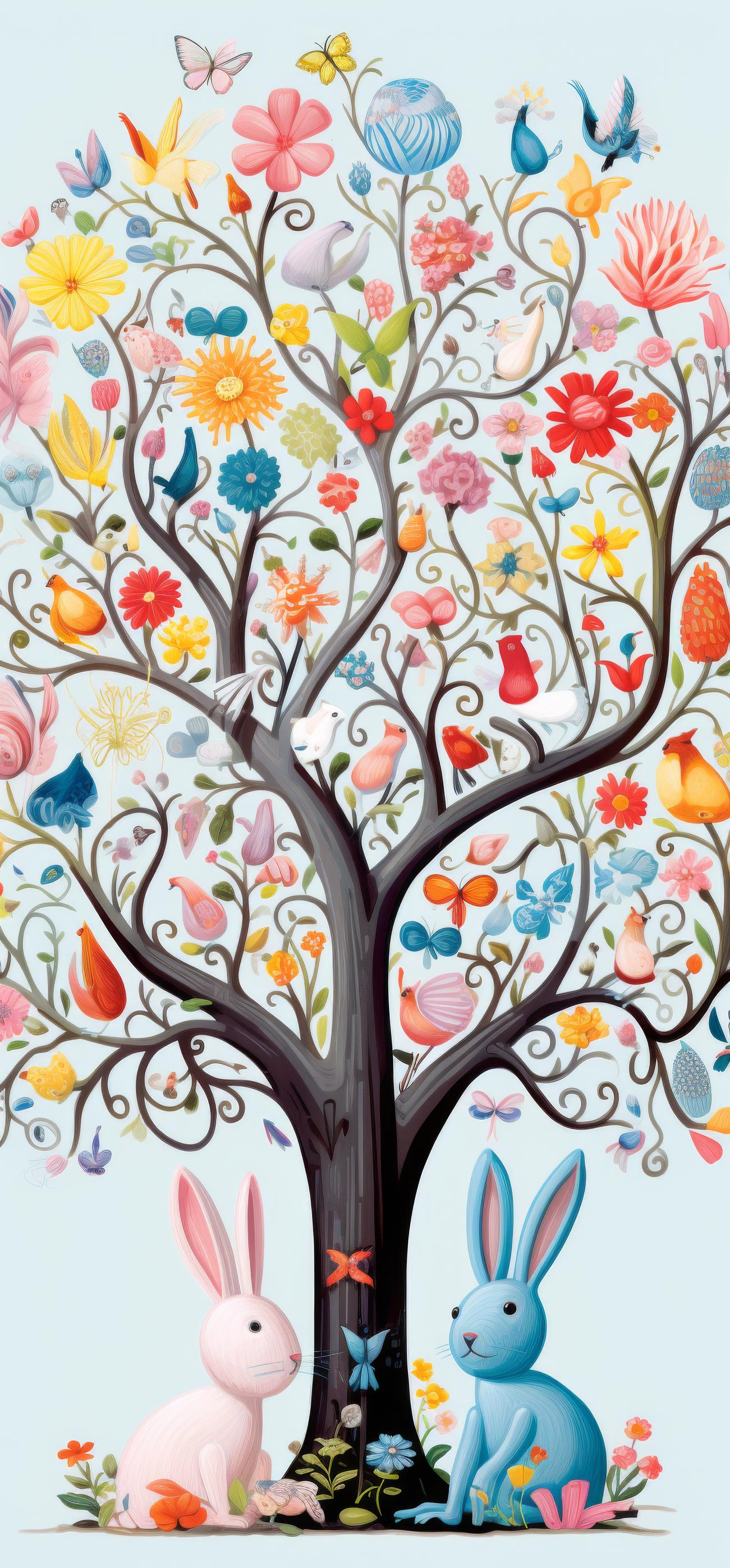 Preview for Easter-bunny-tree-illustration-easter-phone-background-63529
