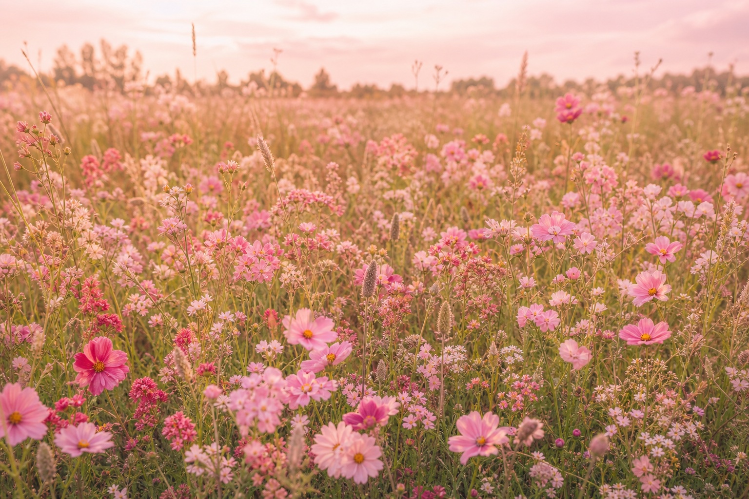 Preview for Pink Wildflower Meadow Stock Background
