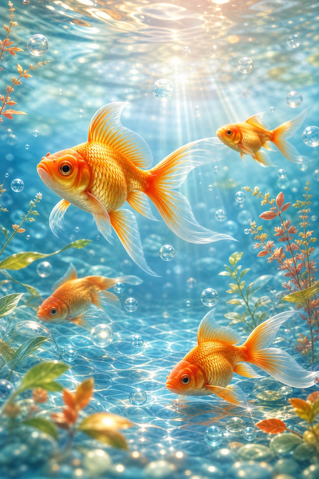Preview for Cute Goldfish Pattern Background