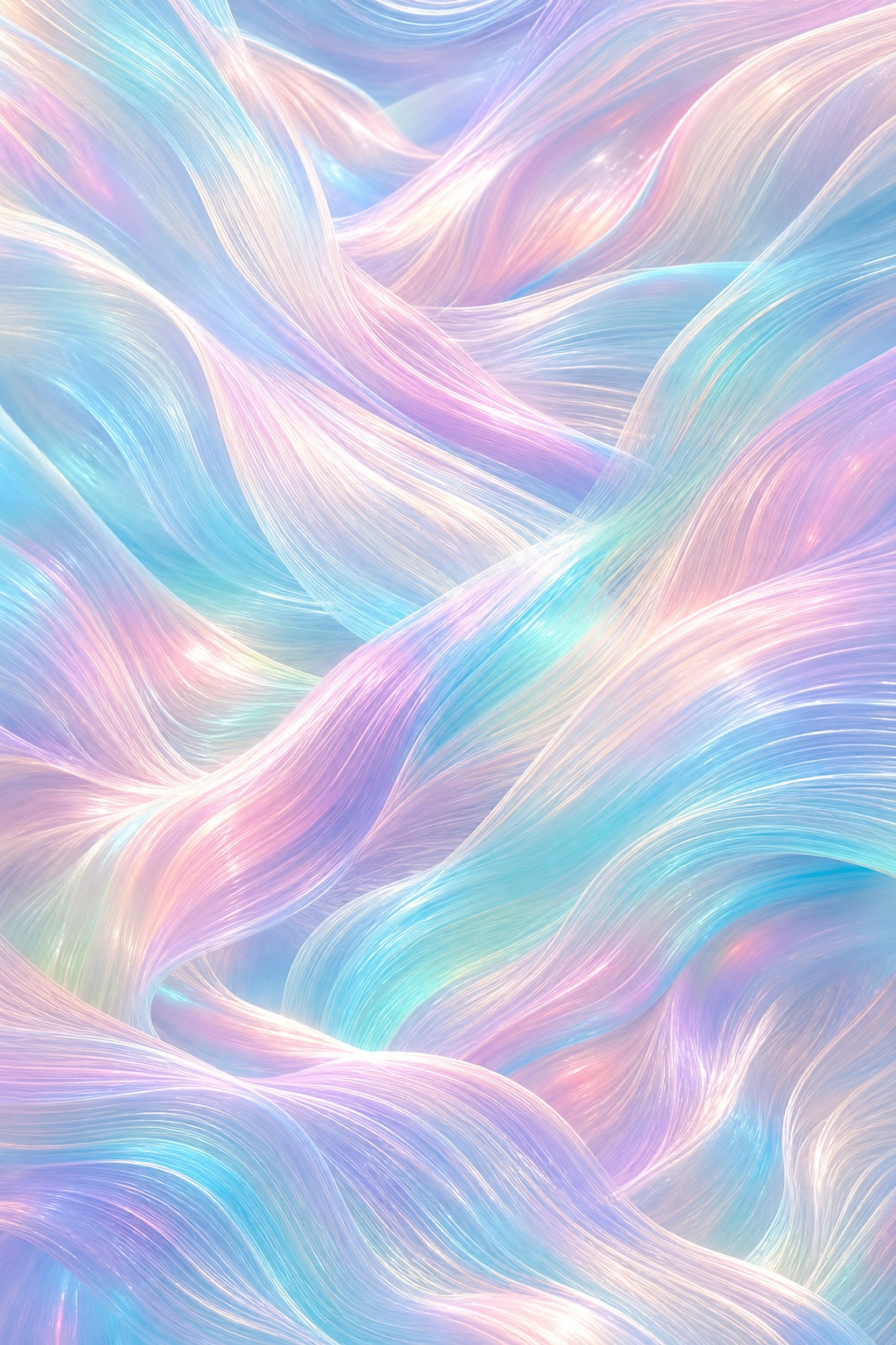 Soft pastel flowing mesh with iridescent blue, pink, and lavender waves