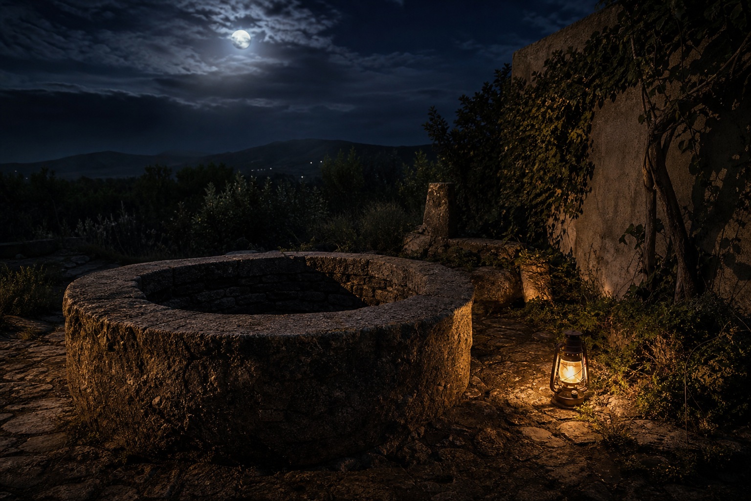 Preview for Moonlit Stone Well Night Background