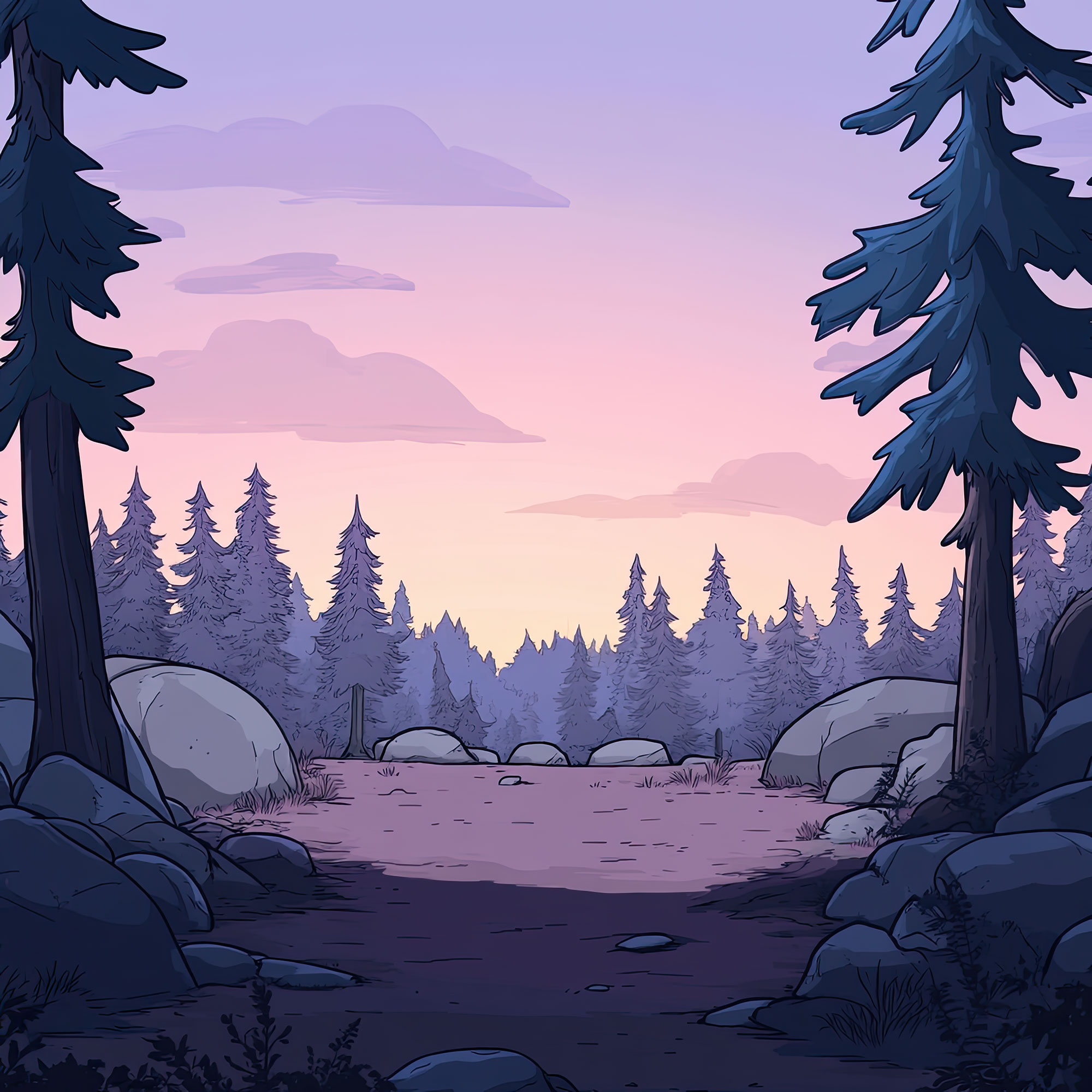 Preview for Serene-forest-landscape-dusk-nature-backdrop-background-91e68