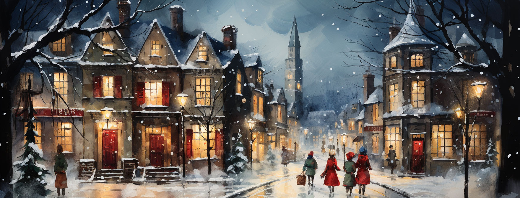 Preview for Winter-village-scene-painting-christmas-cover-background-e275c