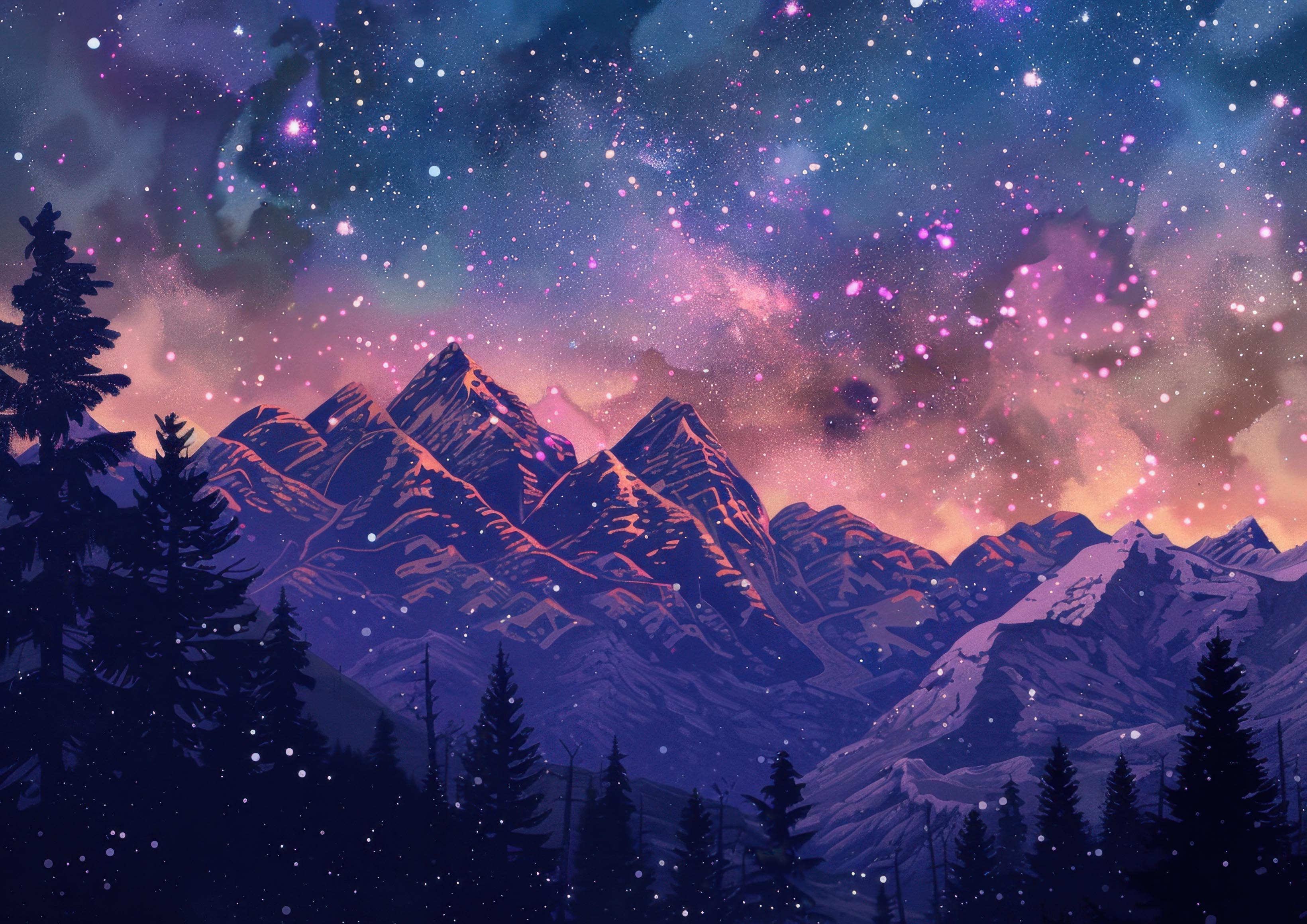 Preview for Mountain-landscape-starry-sky-astrophotography-photo-background-539dd