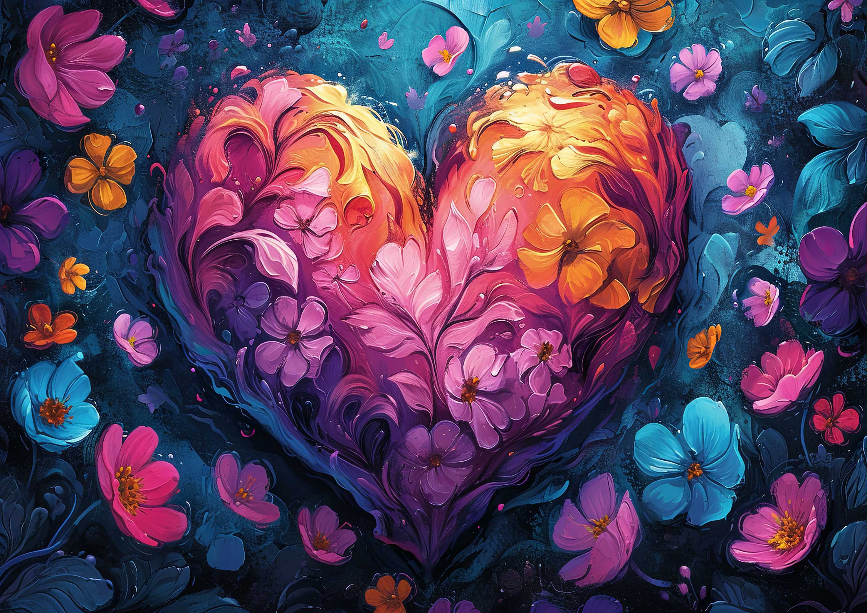 Preview for Vibrant-heart-floral-design-love-background-e6960
