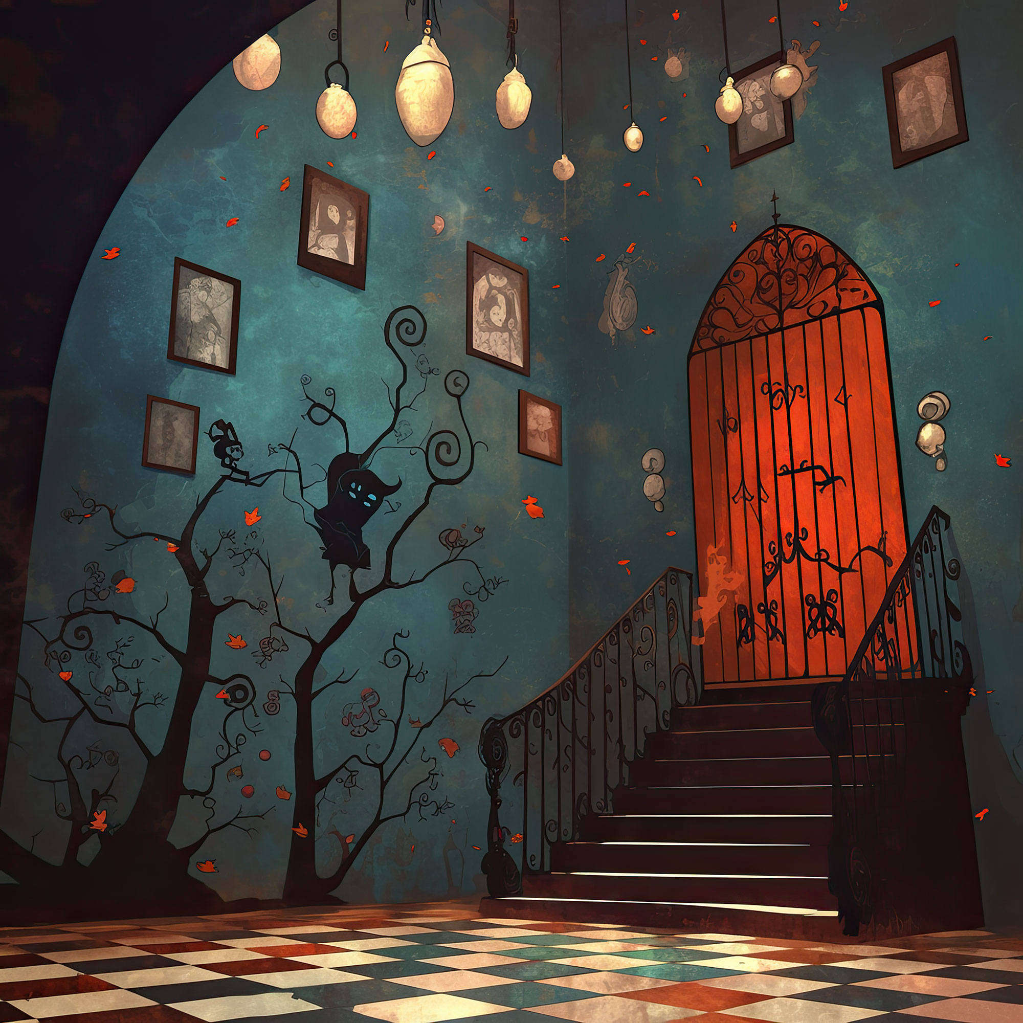 Preview for Spooky-mansion-entrance-illustration-spooky-backdrop-background-9ea2f