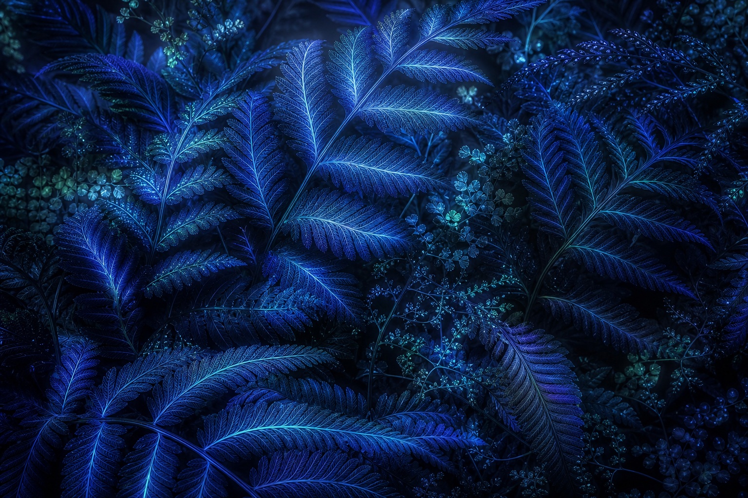 Preview for Midnight Blue Translucent Fern Layers Background