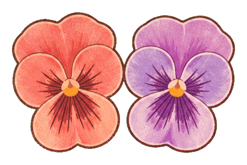Preview for Coral And Lilac Pansy Pair Sticker
