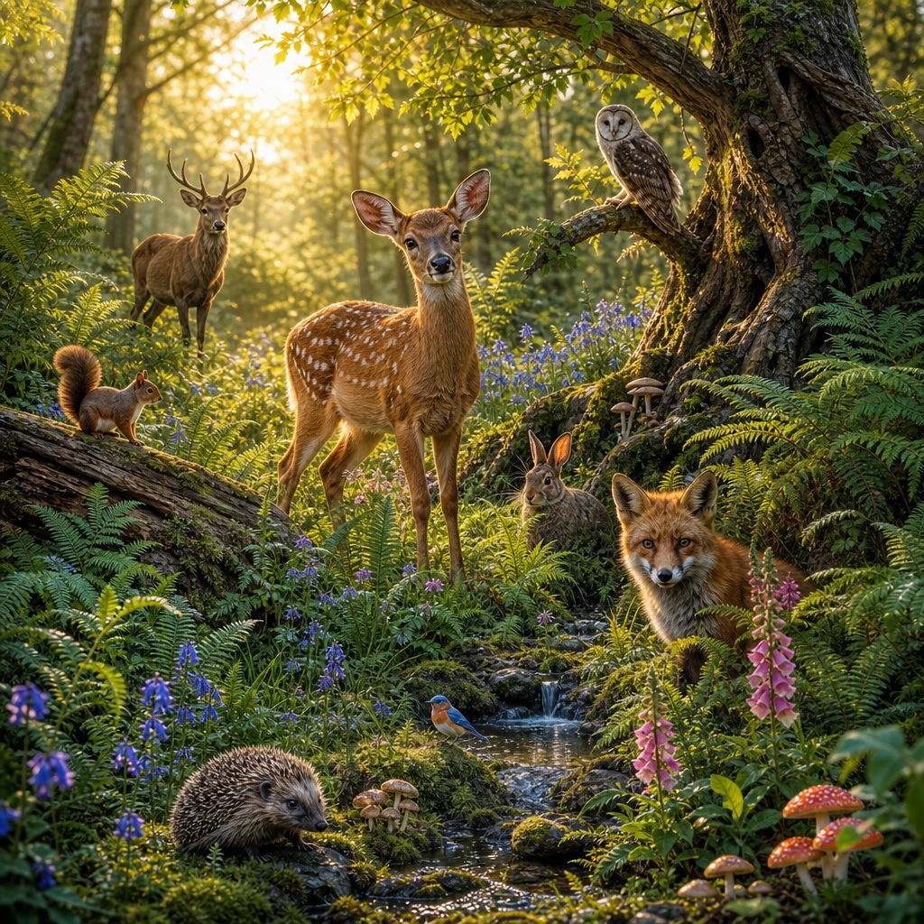 Preview for Magical Woodland Animals Stock Background