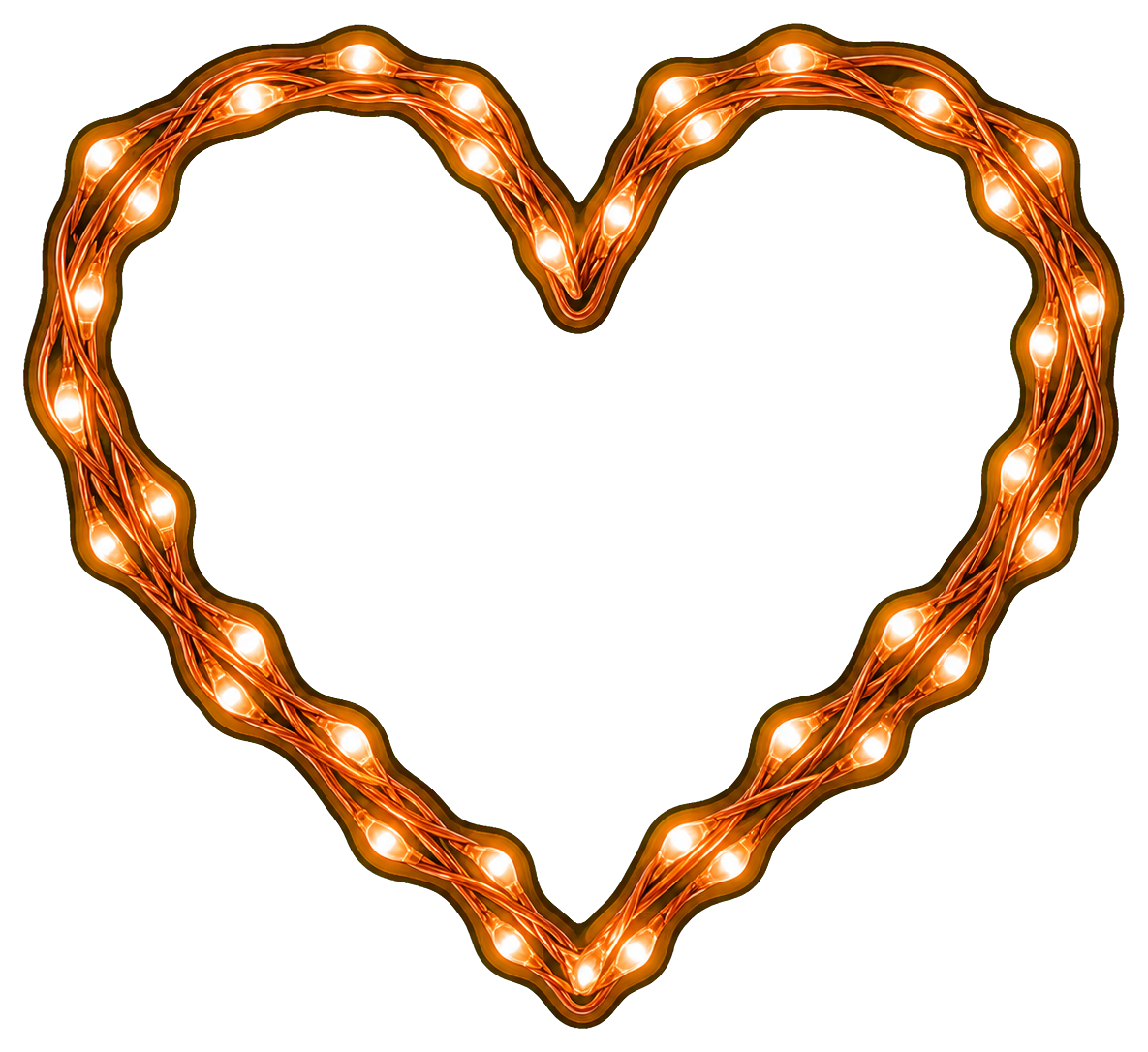 Glowing heart outline made of small warm fairy lights.