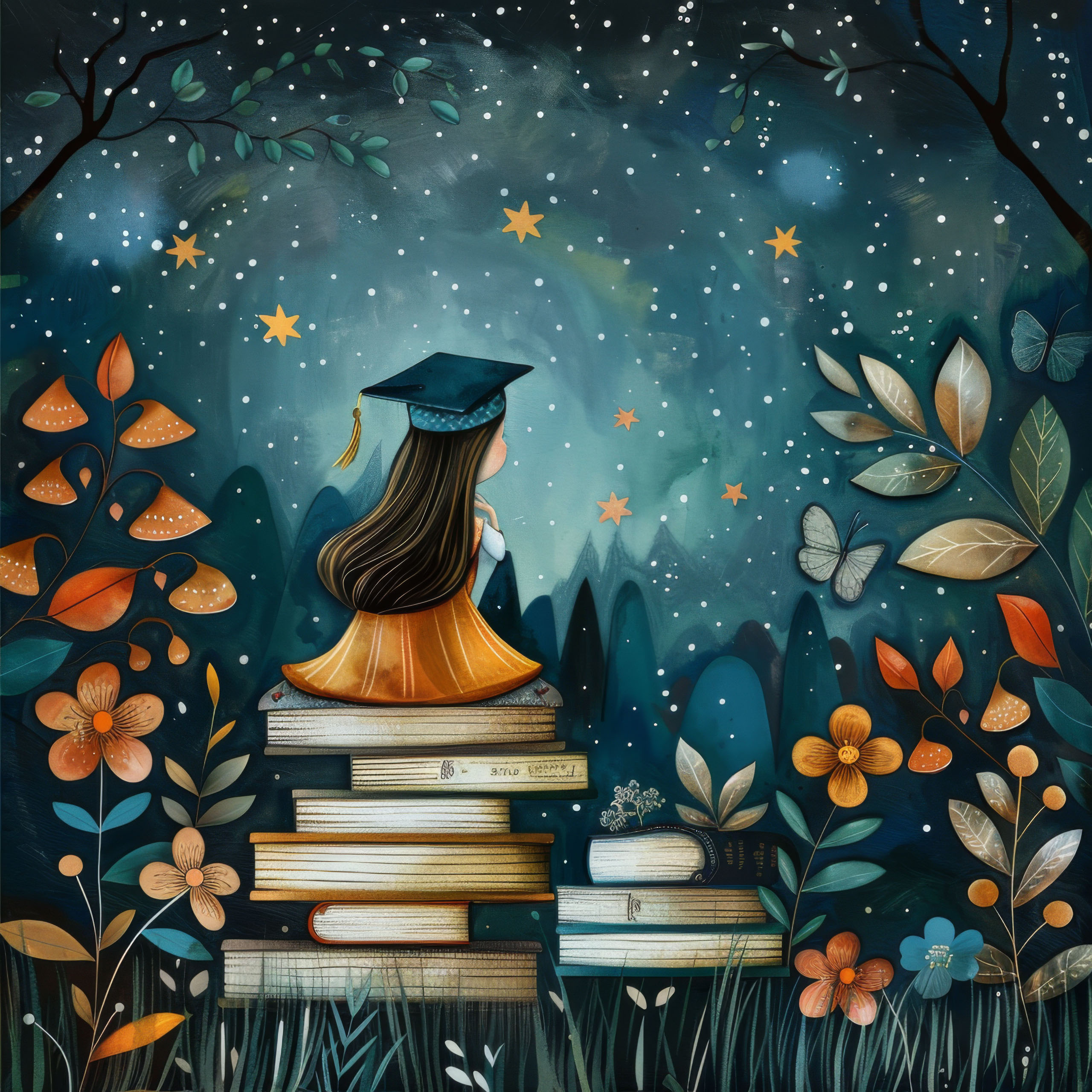 Preview for Graduation-night-sky-illustration-background-23954