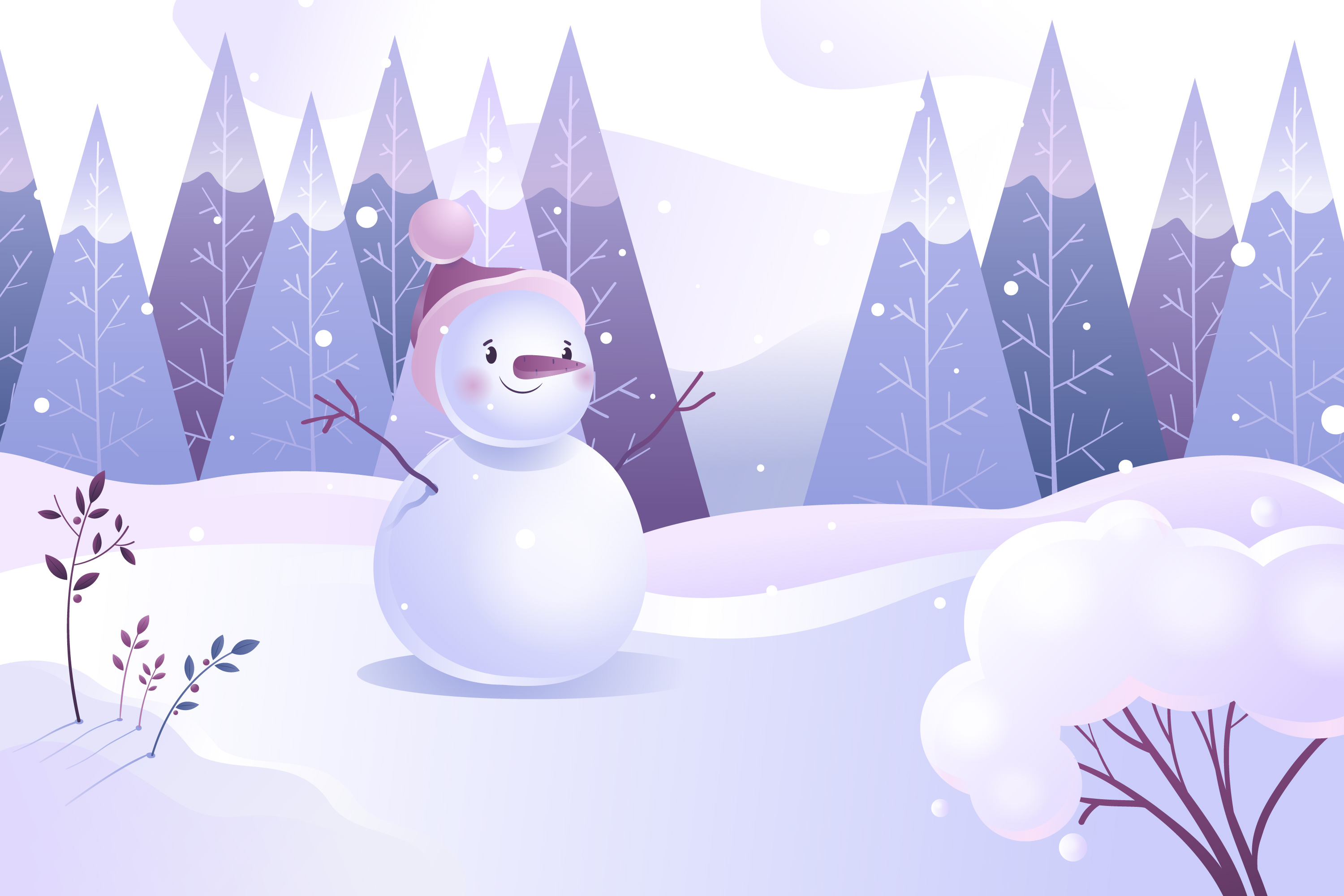 Preview for Winter-snowman-scene-background-7f9e1