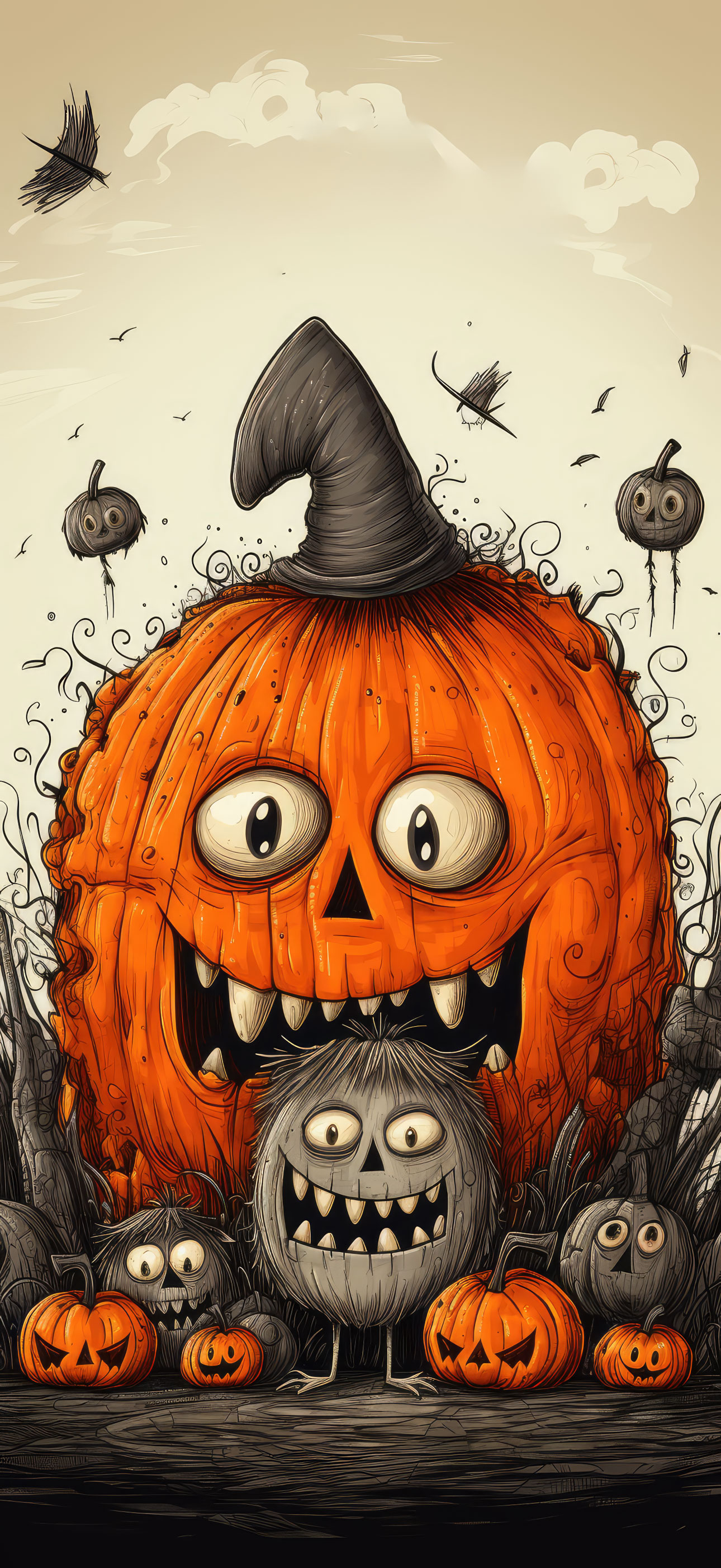 Preview for Halloween-pumpkin-creatures-halloween-phone-background-992a8