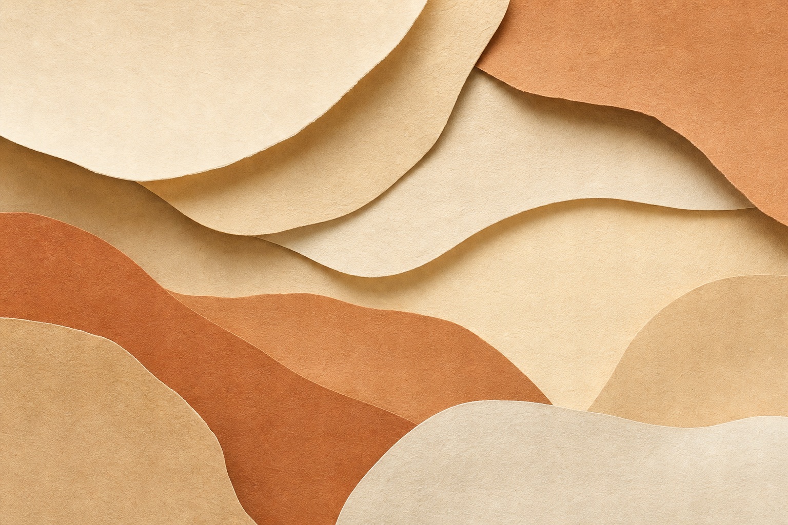 Warm abstract paper-like layers with soft shadows and geometric curves