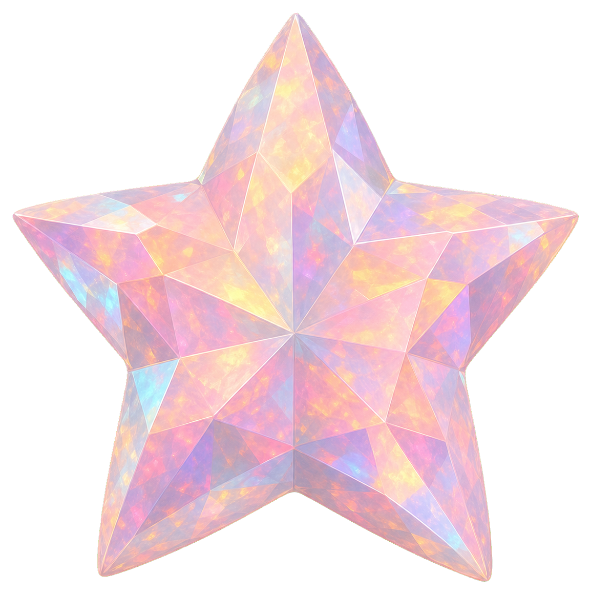 Pastel faceted opal star sticker with a gemstone-like shine