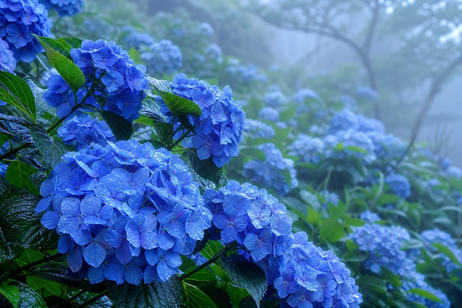 Preview for Blue Hydrangea Mist Floral Background