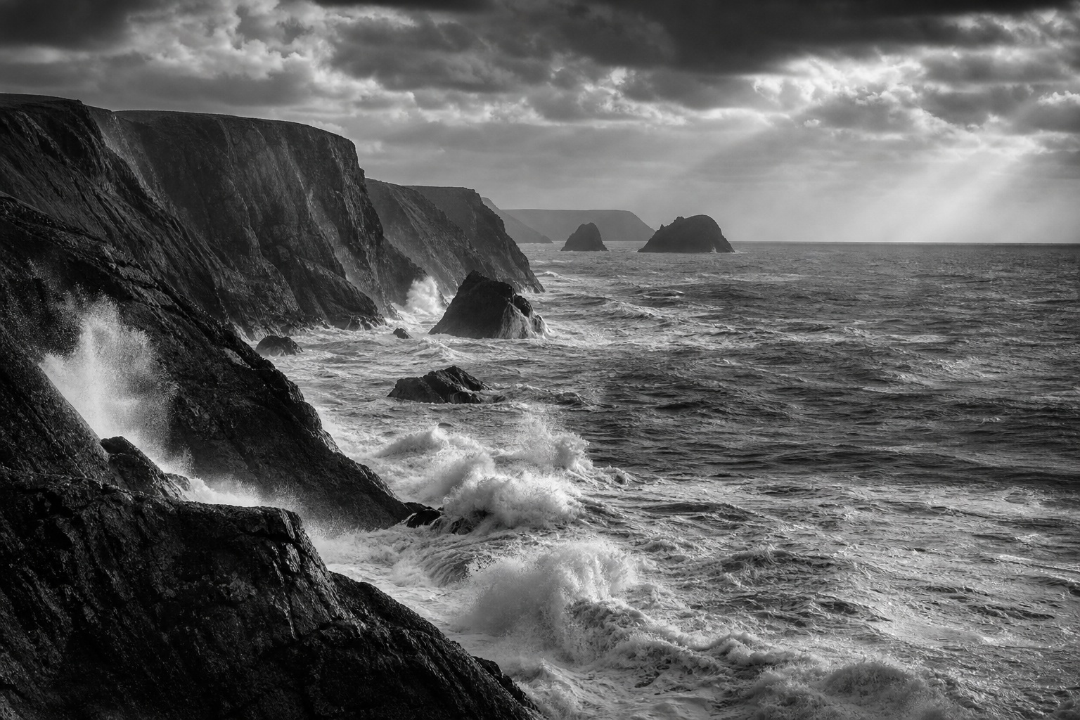 Preview for Black And White Dramatic Coast Background