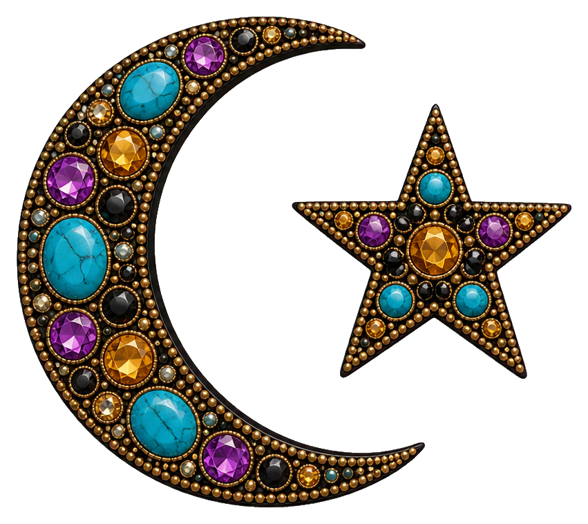 Preview for Beaded Gemstone Star Crescent Sticker