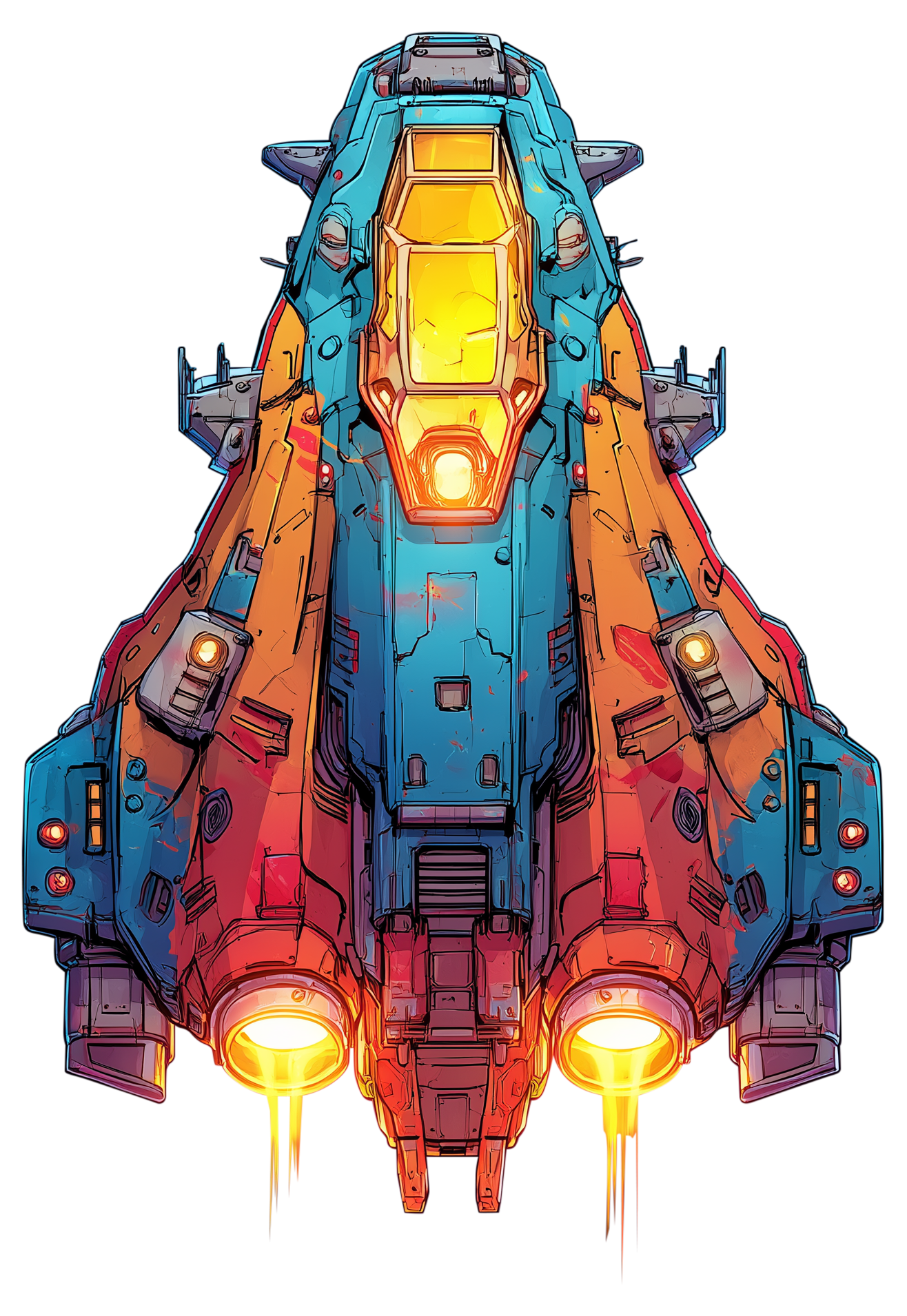 Preview for Futuristic-spaceship-pixel-art-sticker-ce571