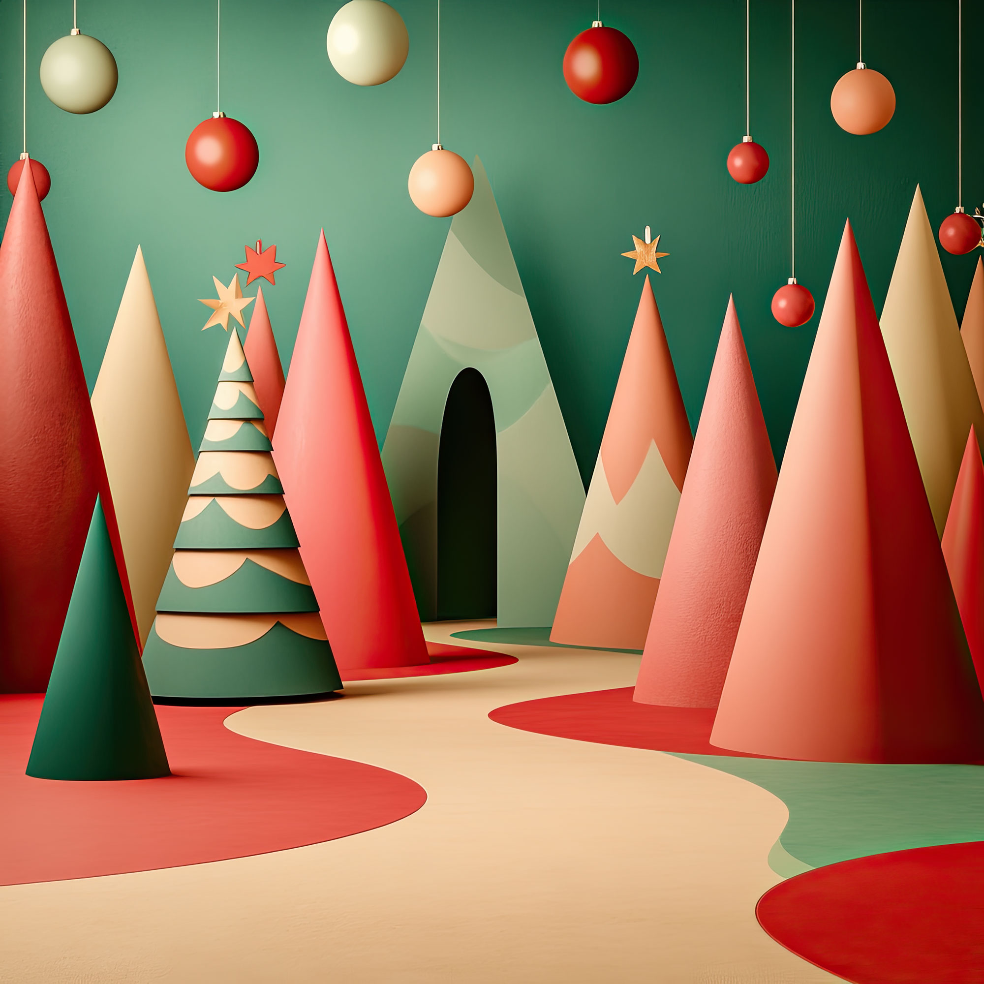Preview for Modern-christmas-paper-art-christmas-backdrop-background-24097