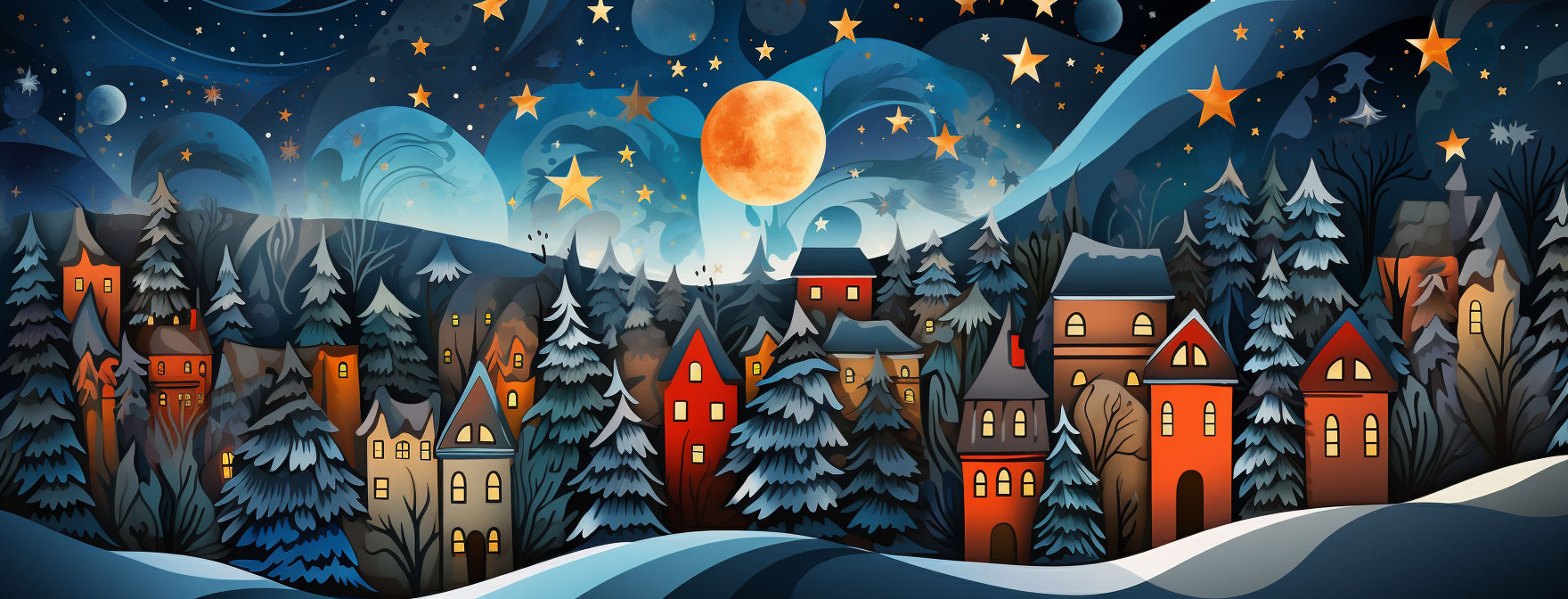 Preview for Winter-village-night-scene-christmas-cover-background-55dba