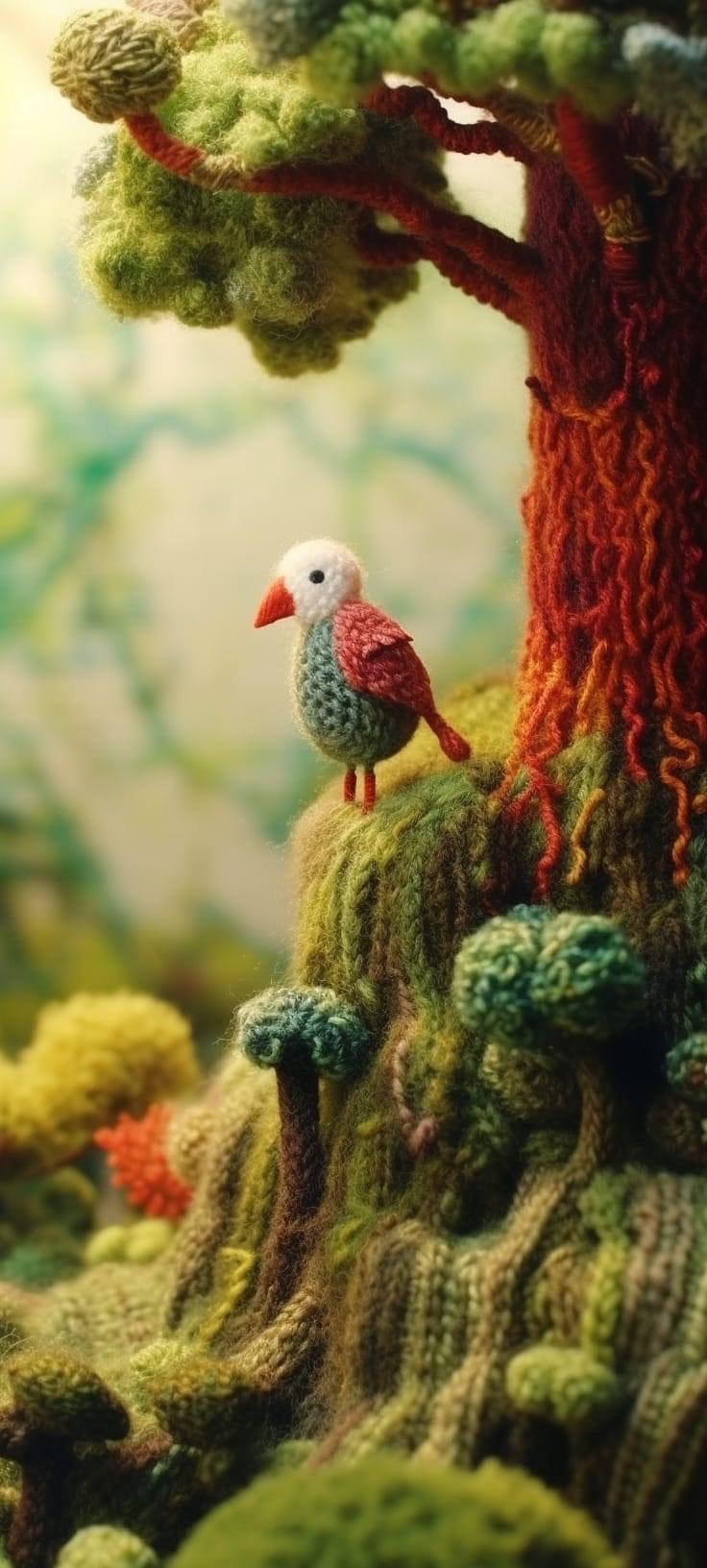 Preview for Vibrant-bird-mossy-tree-crochet-critters-background-0abb1