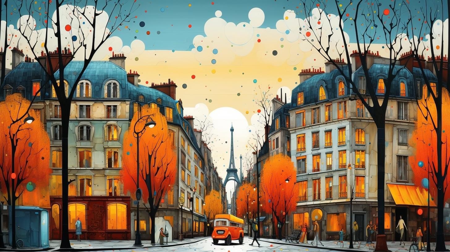 Preview for Autumn City Street Illustration Background