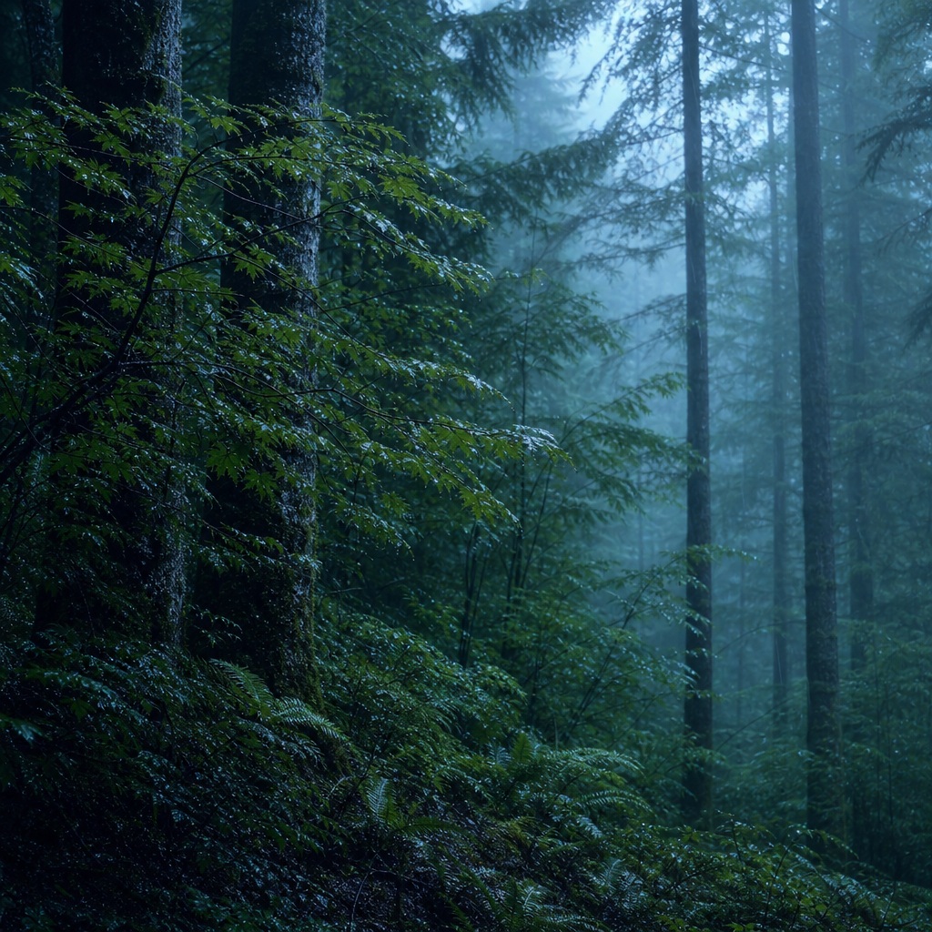 Preview for Blue Hour Misty Forest Background